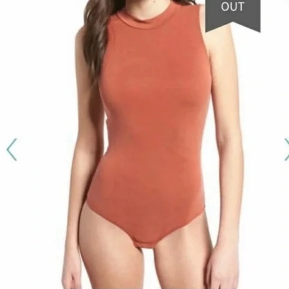 Madewell mockneck tank bodysuit in burnt orange
